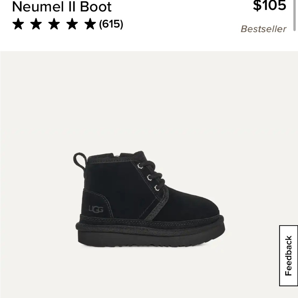 UGG Kids Black Neumel II Lace-Up Boot